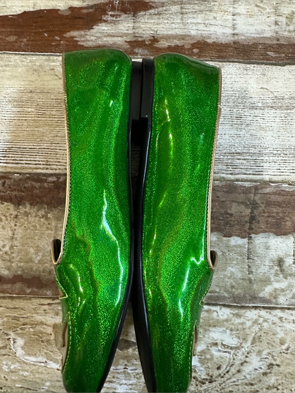 Green/Gold Holo Jack-O-Lantern Flats size 8 - Picture 4 of 8